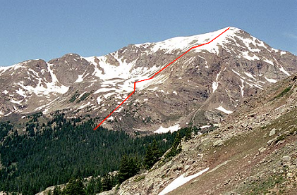 Route drawn in red; actual snow coverage was much greater