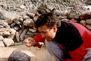 Joe eating the greatest meal of all time...using a nut tool as a replacement spoon