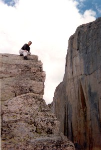 Joe posing with the Diamond looming in the background