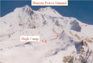 boliviahpviewdetail From High Camp, we ascende the headwall and moved to the far side of the summit to find the summit ridge