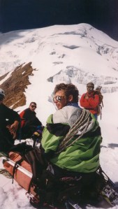 boliviaillimaniview Jethro sittling below our climbing route on Illimani