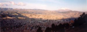 bolivialapaz Looking down into La Paz with Illimani off in the distance