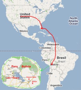 boliviamap Overmap of flight to Bolivia and location of key destinations