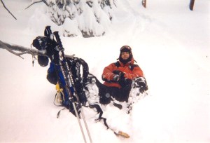 Joe catching a rest in the soft snow