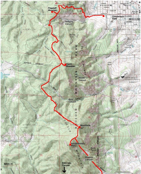 Topo map showing Boulder 4 Banger route