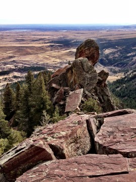 Looking back down the ridge toward Devil's Thumb and the Plains below
