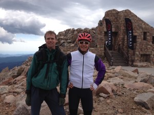 Joe and Brian in front of the ruins of the Crest House (1941–1942) a restaurant and a gift shop that burned down on September 1, 1979 